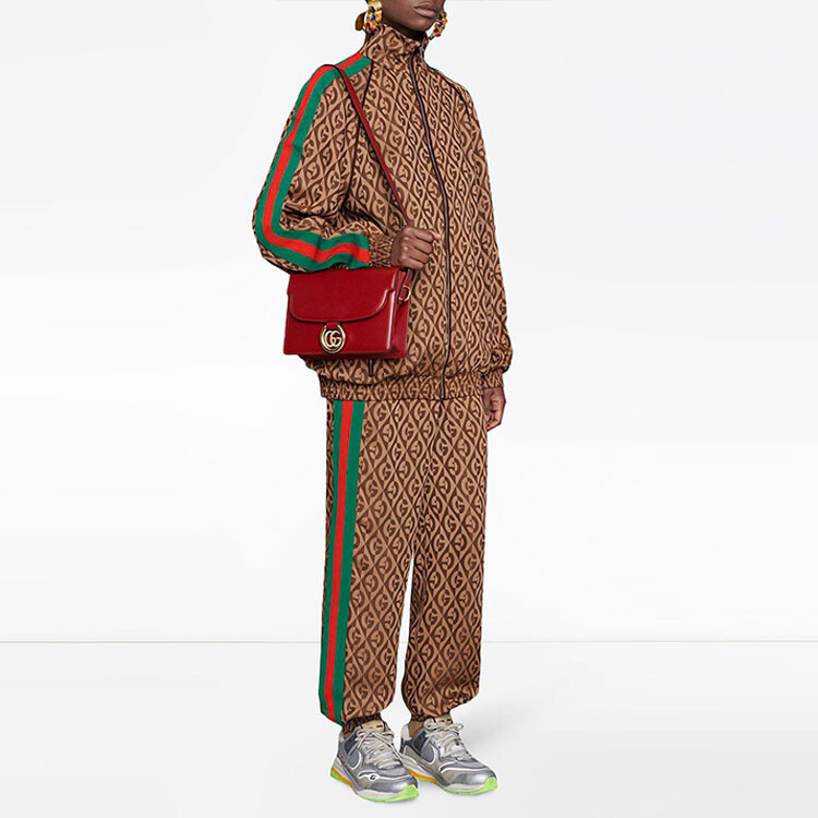 Штаны спортивные женские Gucci, коричневый / красный / зеленый — фото 4