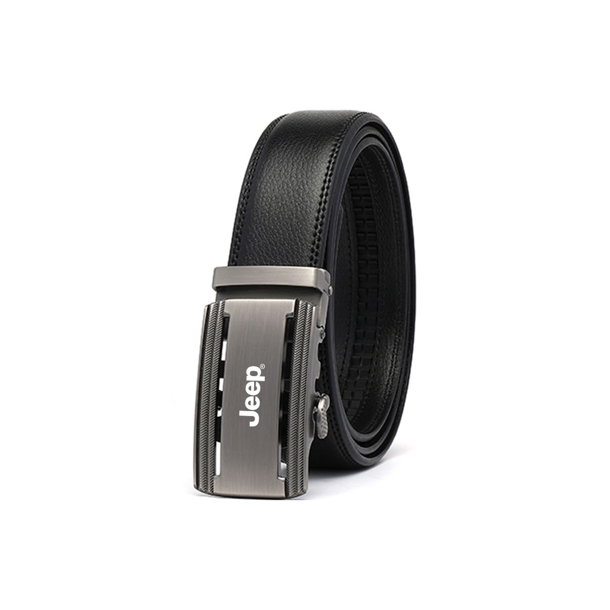 

Кожаный ремень из спилка унисекс 3,5 см Jeep, черный