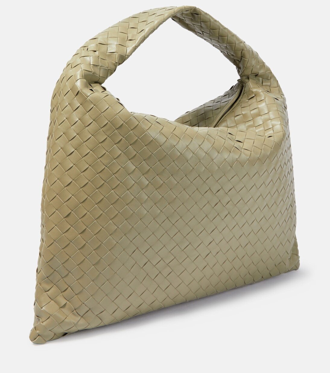 Большая кожаная сумка-тоут hop Bottega Veneta, бежевый — фото 4