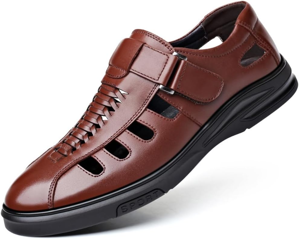 

Мужские летние деловые сандалии UIKGITP Хуарачи для мужчин, рыбацкие, из синтетической кожи, для прогулок, офисные дышащие оксфорды, коричневый