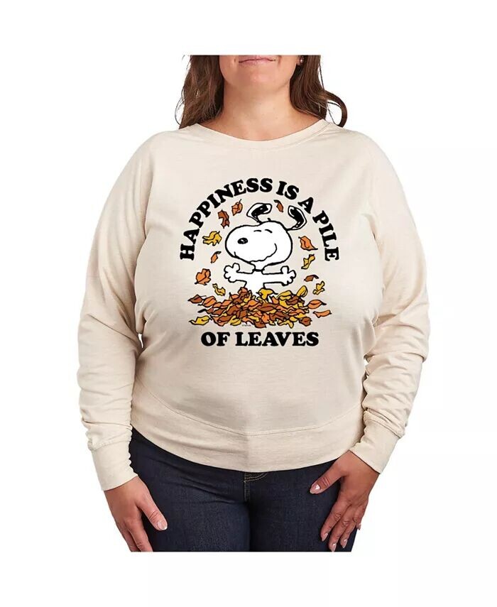 

Футболка-пуловер с принтом осенних листьев Peanuts размера плюс Hybrid Apparel, белый