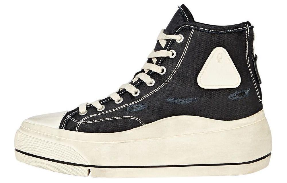 Высокие кеды на плоской подошве R13, Black White Blue