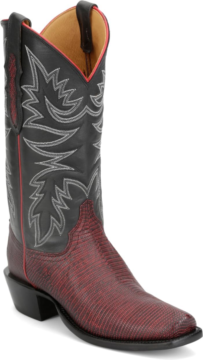 

Мужские вестерн-бутсы Justin Kimble 13 Ring Lizard - премиальная кожа, квадратный носок, ортопедическая стелька, мастерское исполнение, Redstone