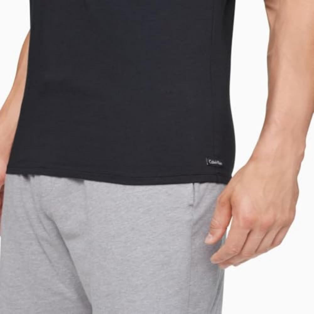 Комплект из 3 мужских нижних маек Calvin Klein из хлопка и эластичной ткани, 3 Classic Black Crewneck — фото 3