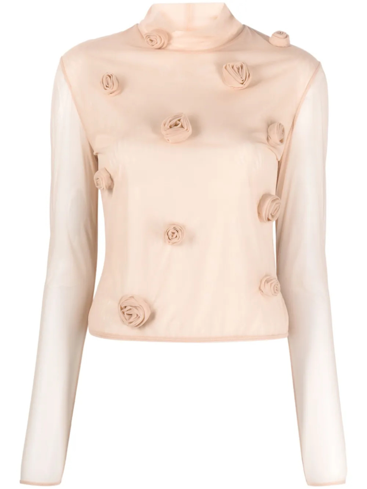 

Blumarine топ с длинными рукавами и цветочной аппликацией, нейтральный