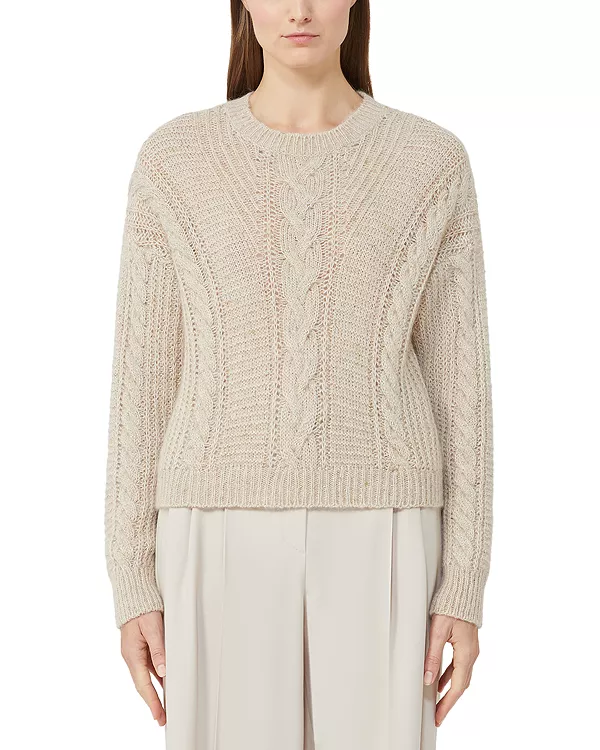 

Свитер крупной вязки с круглым вырезом Crasso Max Mara Studio, бежевый