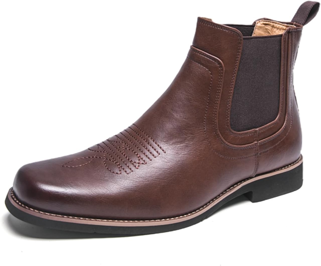 

Ковбойские сапоги в стиле вестерн для мужчин - мужские ковбойские сапоги с квадратным носком, ковбойские сапоги до щиколотки, повседневные, в стиле ретро, стильные сапоги Chuumee, коричневый