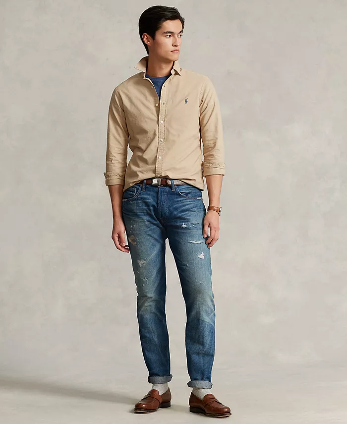 Мужская оксфордская рубашка с предварительной окраской ткани Polo Ralph Lauren, загар/бежевый — фото 2