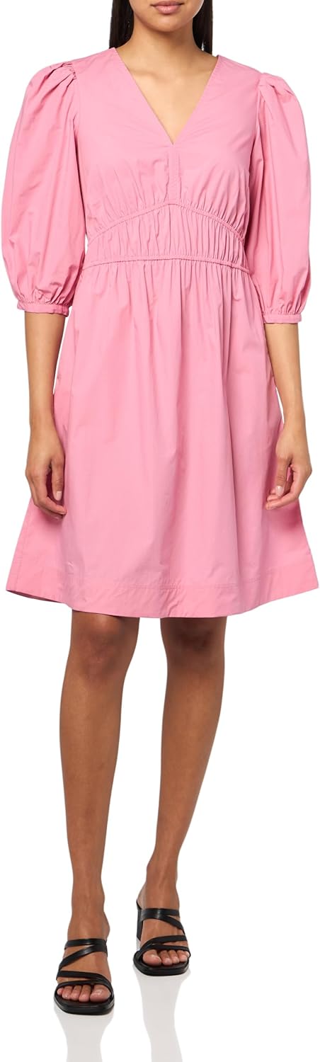 

BOSS Женское платье из поплина с хлопком и рукавами-фонариками, Flamingo