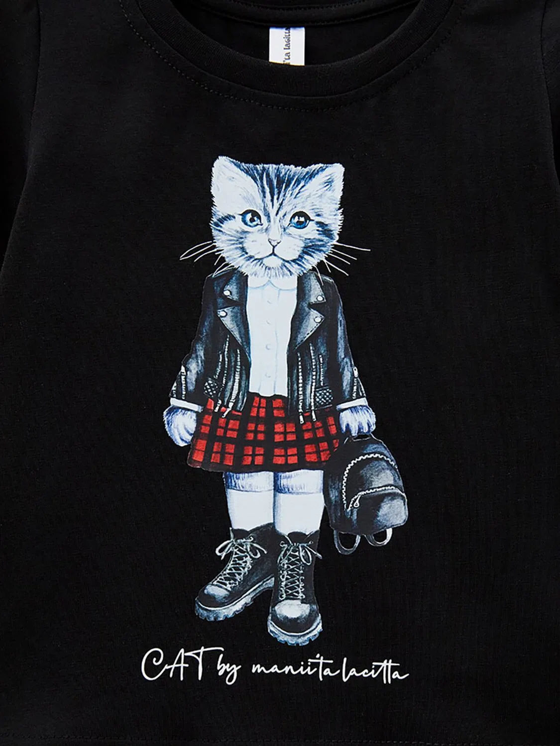 Футболка Cat e Lolette Rocker Cat черного цвета — фото 3
