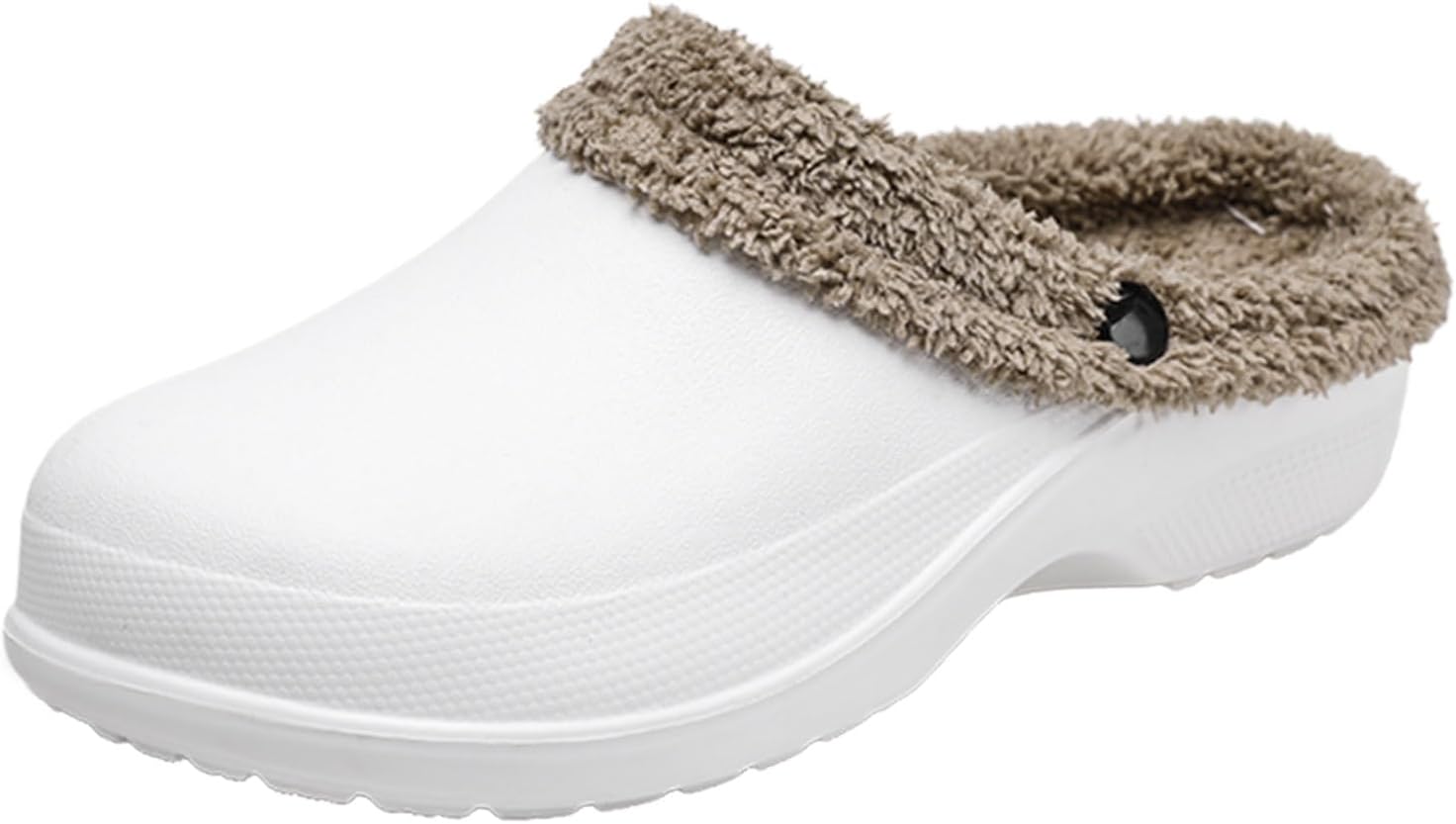 

Меховые сабо для женщин и мужчин, зимние пушистые тапочки, обувь для сада без шнурков, водонепроницаемые теплые домашние тапочки для женщин и мужчин, для дома и улицы, мюли с закрытым носком, слайд-тапочки Generic, белый
