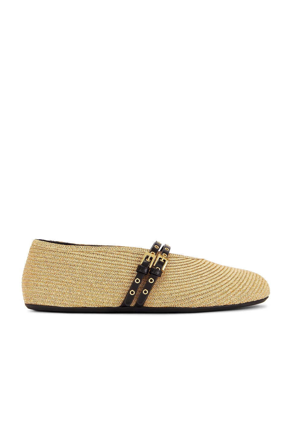 Ботинки Straw Ballerina Flat Alaïa, Naturel & Noir