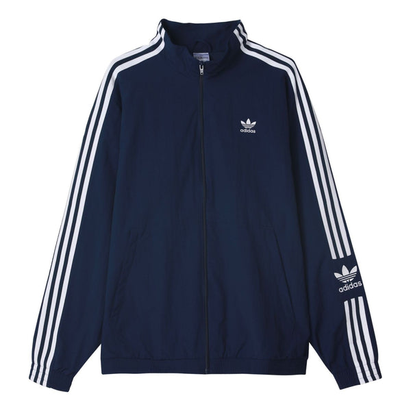 

Куртка Men's adidas originals Logo Printing Side Classic Zipper Stand Collar Sports Jacket Autumn Blue, синий