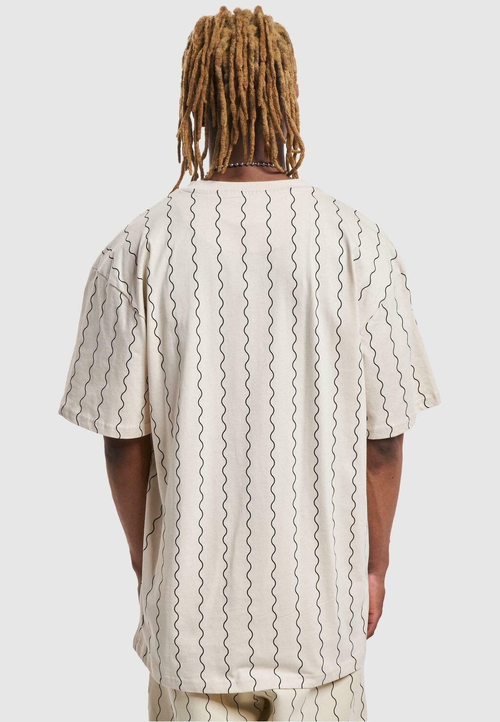 Футболка с принтом SMALL SIGNATURE ZICZAC PINSTRIPE Karl Kani, кремовый черный — фото 3