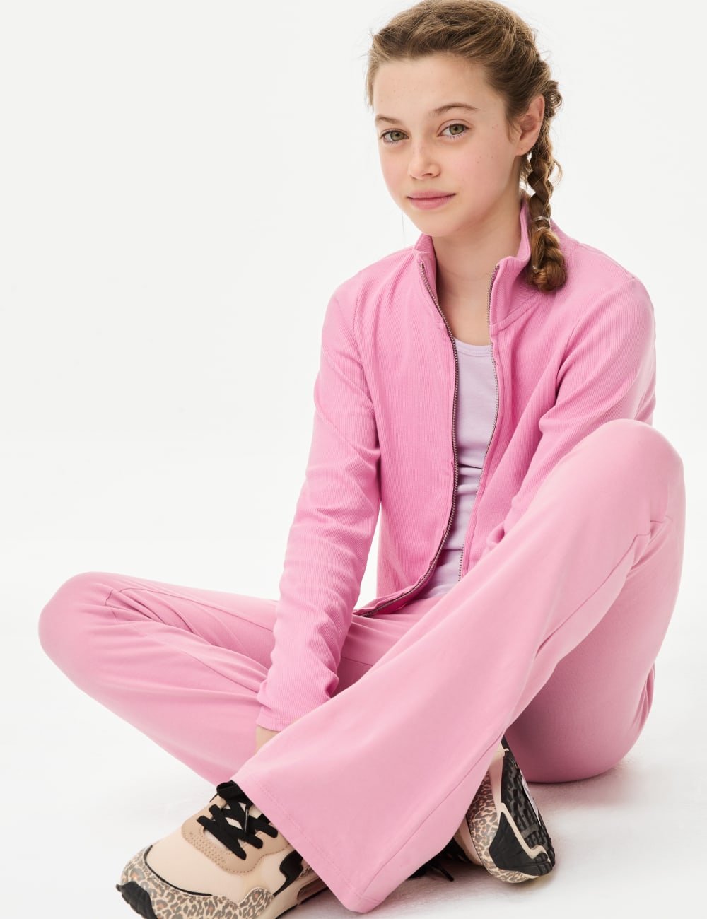 

Расклешенные леггинсы из хлопка Marks & Spencer, розовый