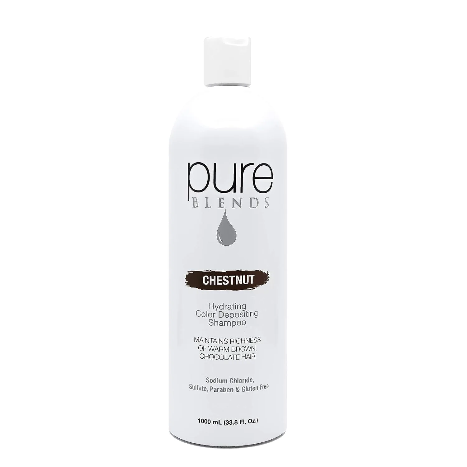 Pure Blends Chestnut Hydrating Color Depositing Shampoo для увлажнения и тонирования выцветших волос, полуперманентный краситель, предотвращает вымывание цвета, продлевает стойкость окрашивания, 1000 мл, Chestnut