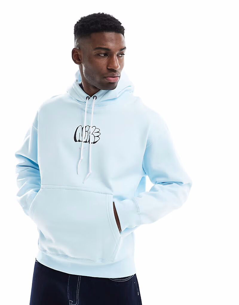 

Толстовка с капюшоном Nike Solo Swoosh светло-голубого цвета