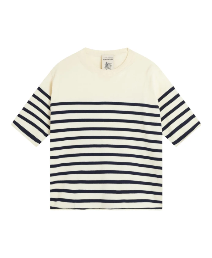 

Полосатая хлопковая футболка омбелин Semicouture, белый