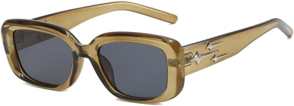 

Винтажные солнцезащитные очки в стиле ретро для женщин, маленькие прямоугольные солнцезащитные очки с защитой от УФ-излучения UV400 LANGSER, 02 Olive Green Grey