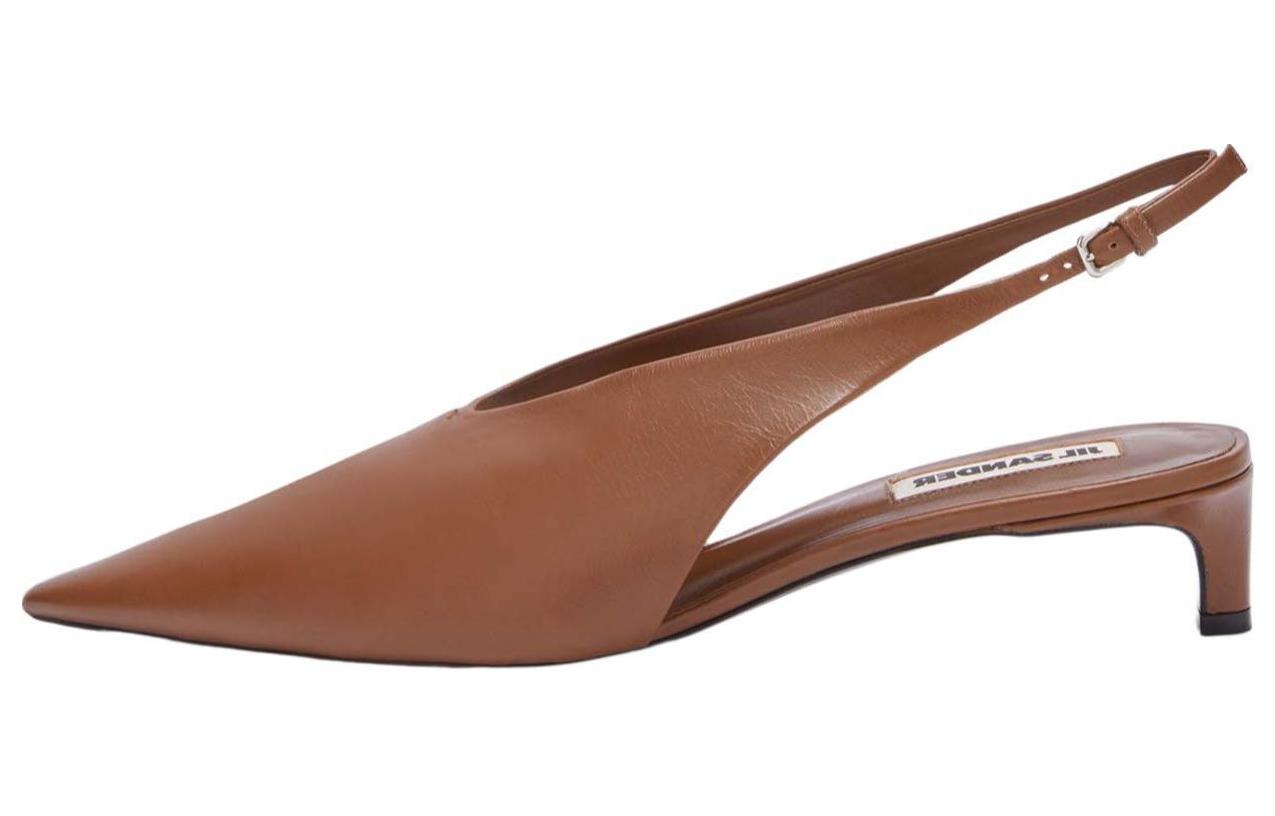 Туфли-лодочки из кожи с острым носком и открытой пяткой JIL SANDER, Brown