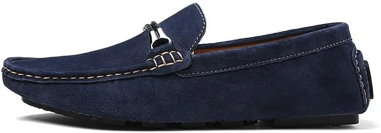 Лоферы мужские, замшевые, повседневные, модель Driving Loafers, синий SayfuR — фото 2
