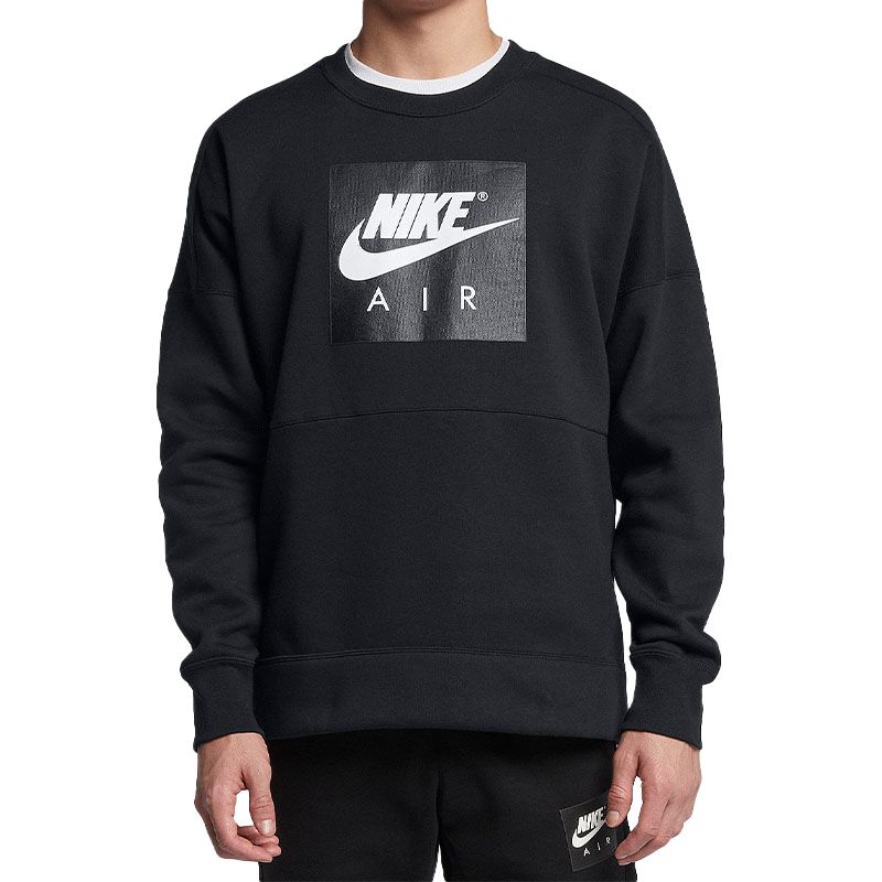 Nike Мужская толстовка Air Sweatshirt, черная, с круглым вырезом, средней толщины — фото 3