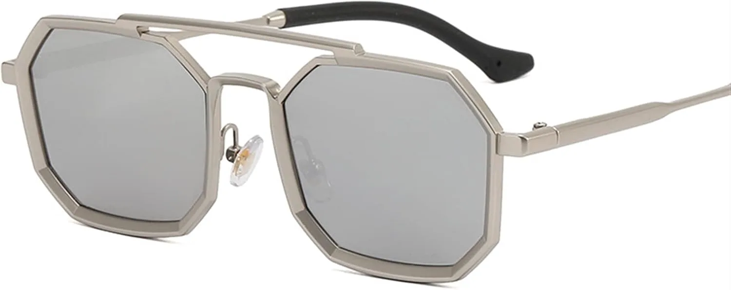 

Панк-солнцезащитные очки с многоугольной оправой, большие, для мужчин и женщин, в стиле ретро, ​​металлические (Цвет: F, Размер: Средний) MTZJH, One Color