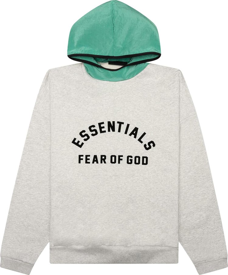 

Худи Fear of God Essentials Nylon Fleece 'Light Heather Grey/Mint Leaf', серый