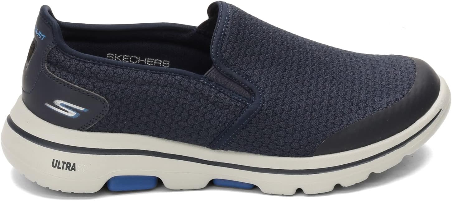Мужские кроссовки Skechers Gowalk 5 - эластичные слипоны для спорта и повседневной носки, темно-синий — фото 4