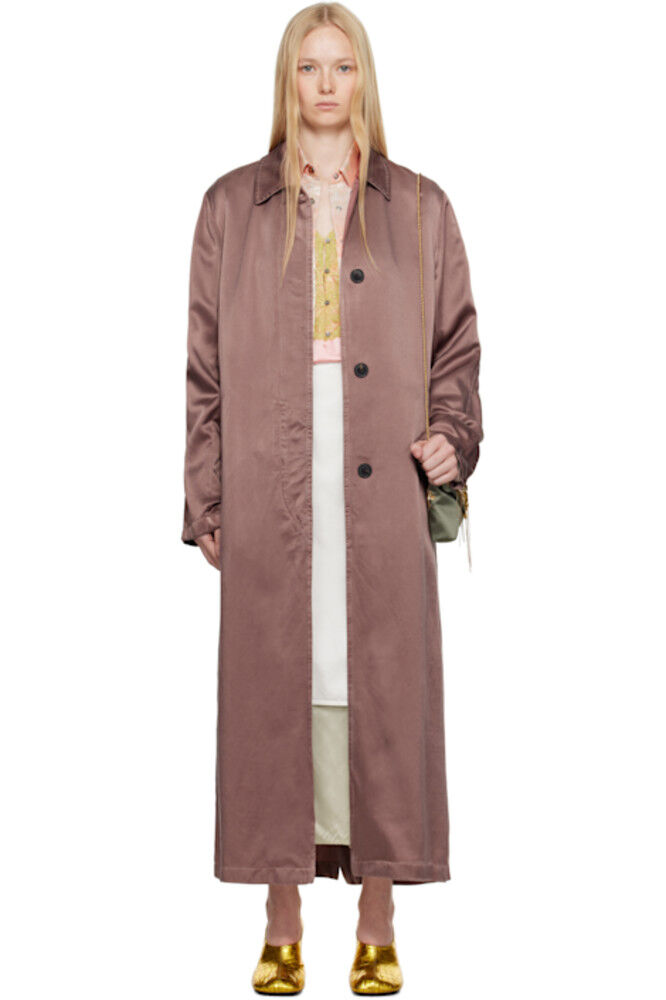 

Пальто из фиолетового твила Cupro Dries Van Noten