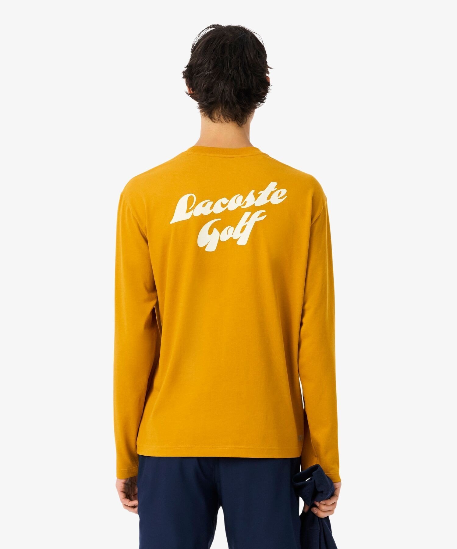 Футболка с длинными рукавами LACOSTE Golf с принтом на спине, сверхбыстрого высыхания, Yellow — фото 3