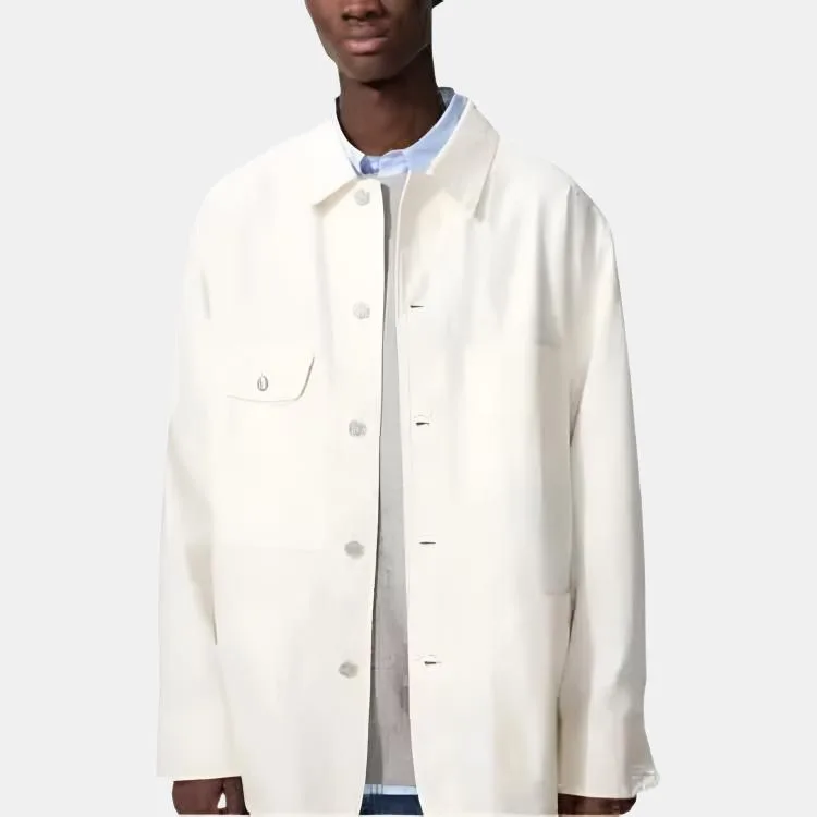 UNIQLO Куртка унисекс цвета слоновой кости с лацканом в стиле умеренного рабочего — фото 3