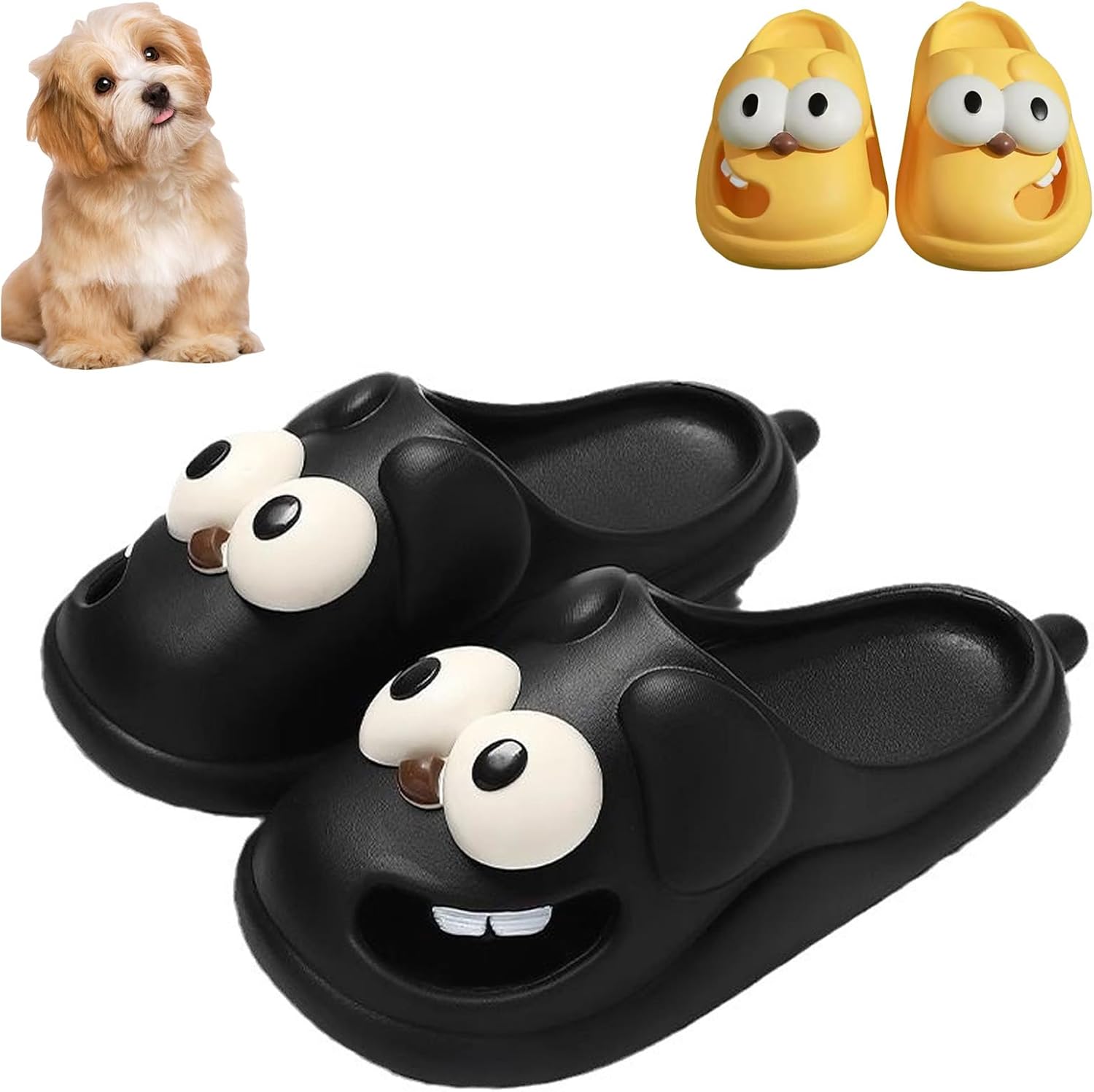 

Тапочки Love Pups, тапочки с поцелуем языком, милые и забавные нескользящие тапочки с большой собакой для женщин и мужчин Swinizh, черный