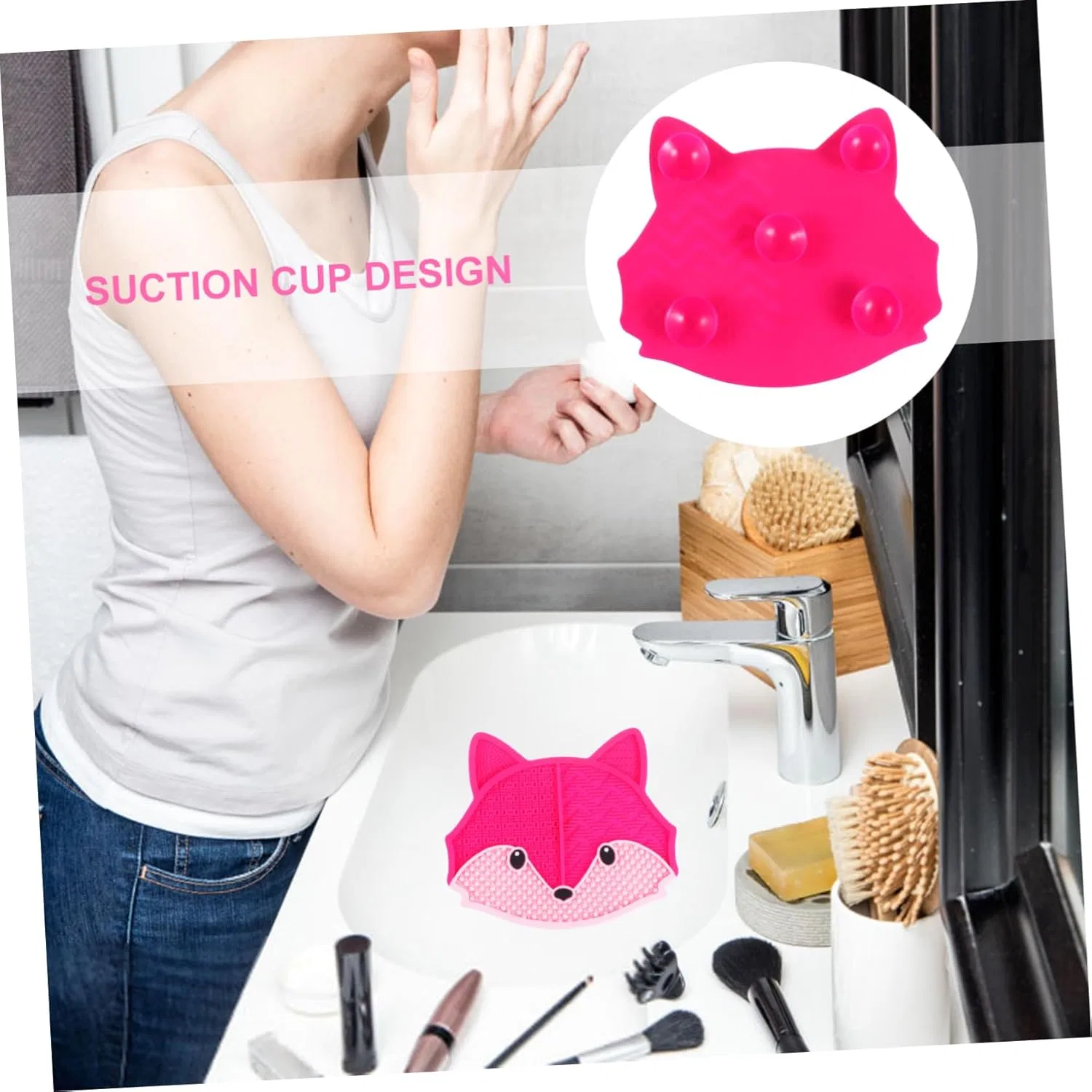 Силиконовый коврик для очистки кистей minkissy 17x15 см — фото 4