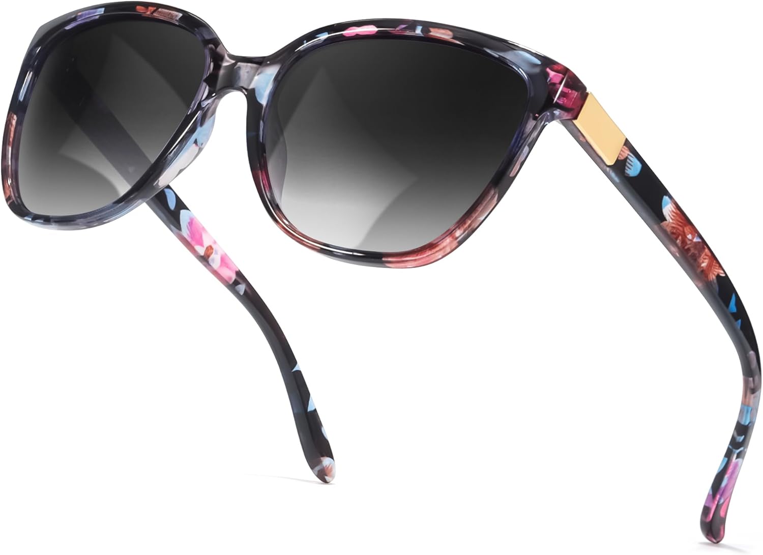 

Винтажные круглые поляризованные солнцезащитные очки SIPHEW для женщин, модные ретро-очки с защитой от УФ-излучения, для активного отдыха, средней посадки, C1-flowers Frame Grey Lens