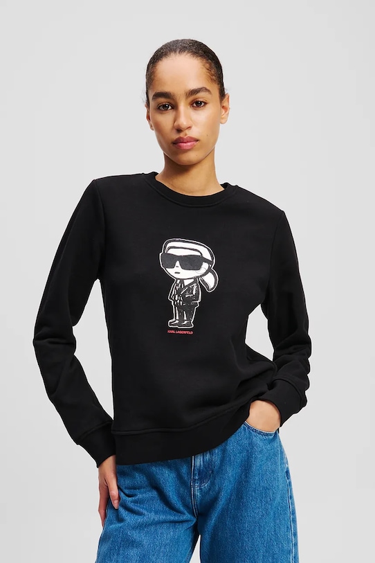 

Хлопковая толстовка IKON Karl Lagerfeld, черный