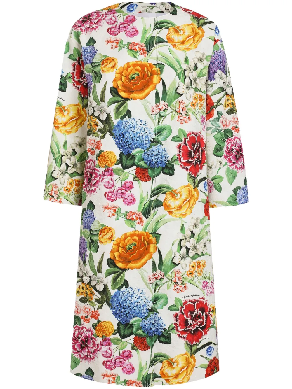 

Пальто с цветочным принтом DOLCE & GABBANA, белый