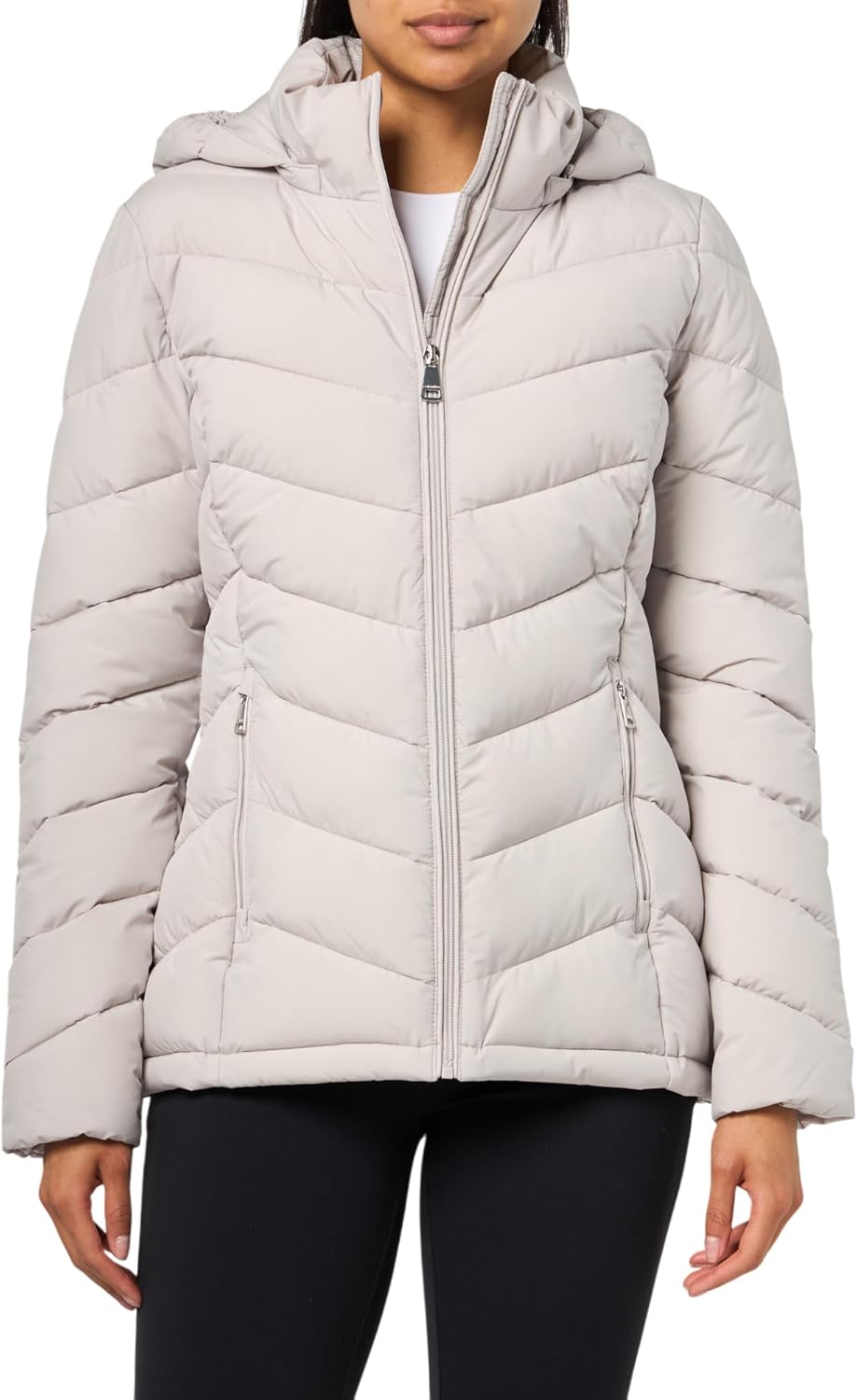 

Calvin Klein Женская классическая утепленная куртка с капюшоном на молнии, Grey Owl