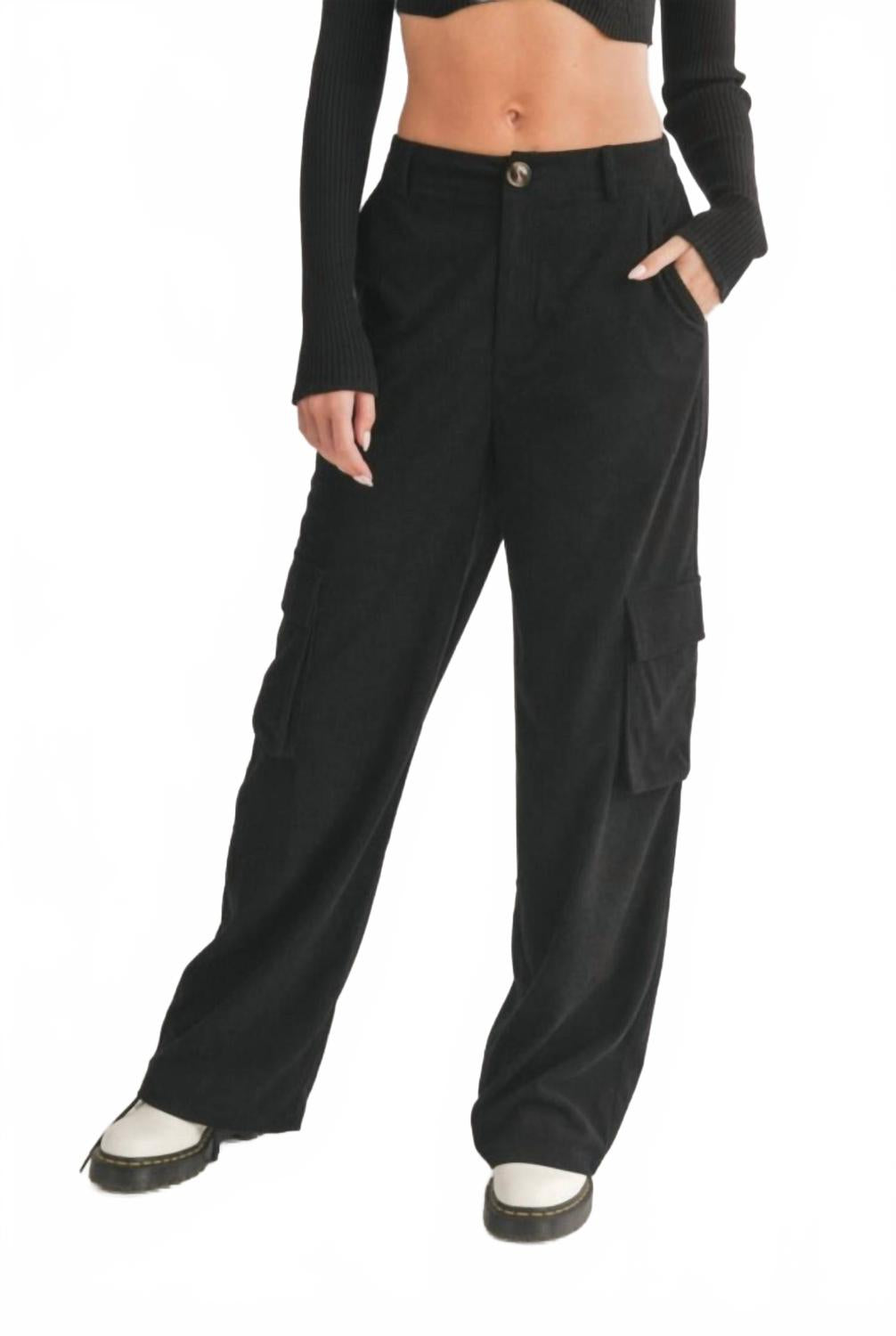 

Черные вельветовые карго-штаны Klesis