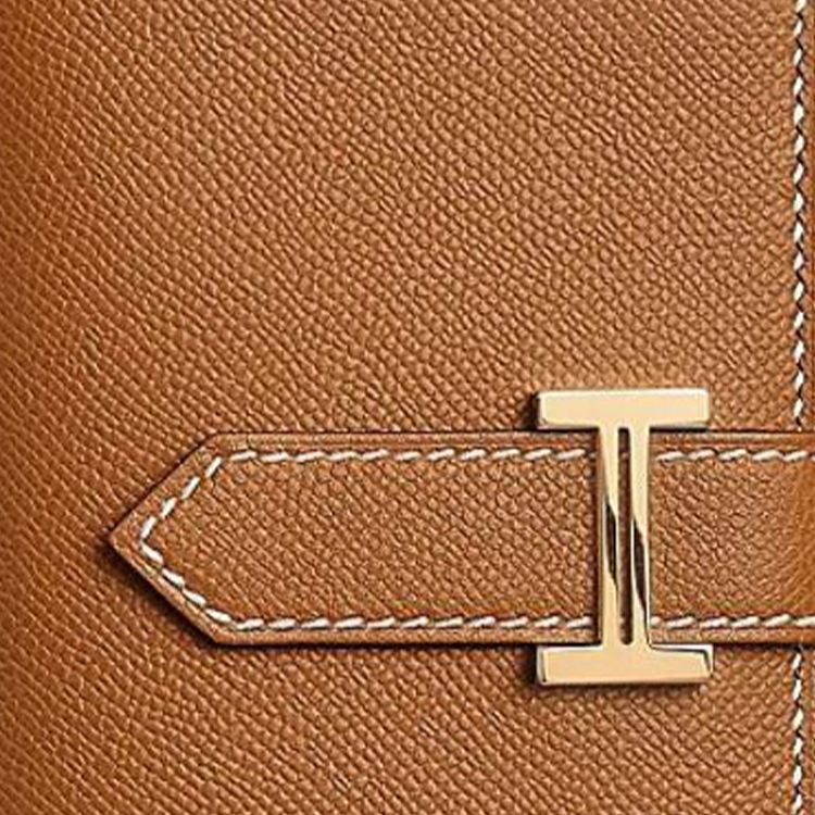 HERMES Кошелек Bearn Madame Mini из телячьей кожи для женщин, 37, Gold Brown — фото 3