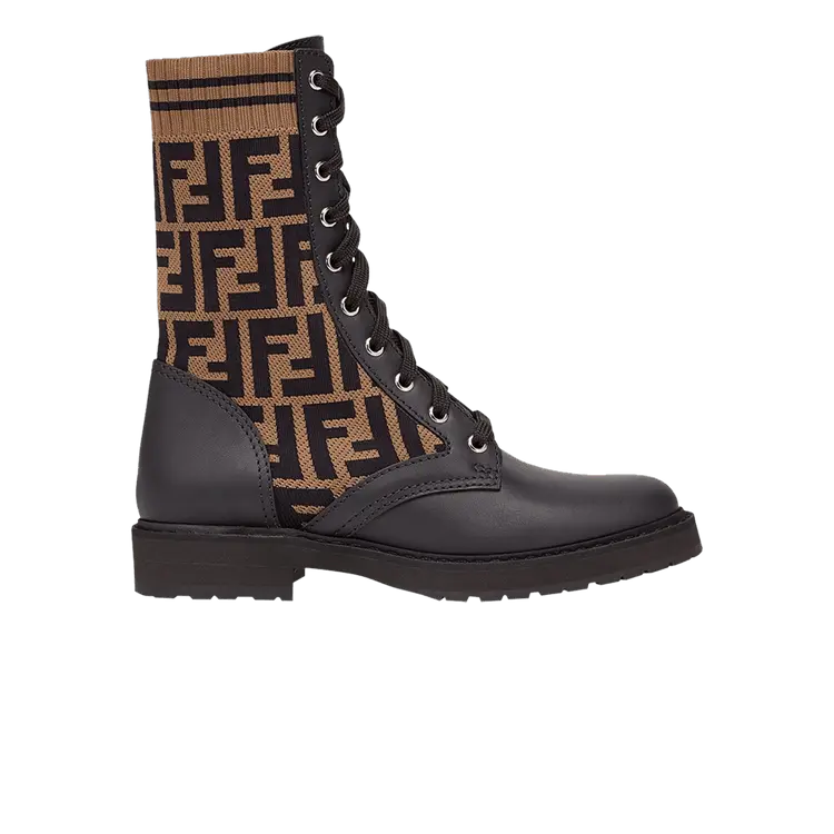 Ботинки Fendi Wmns FF Rockoko Biker Boot Black Tabacco, коричневый
