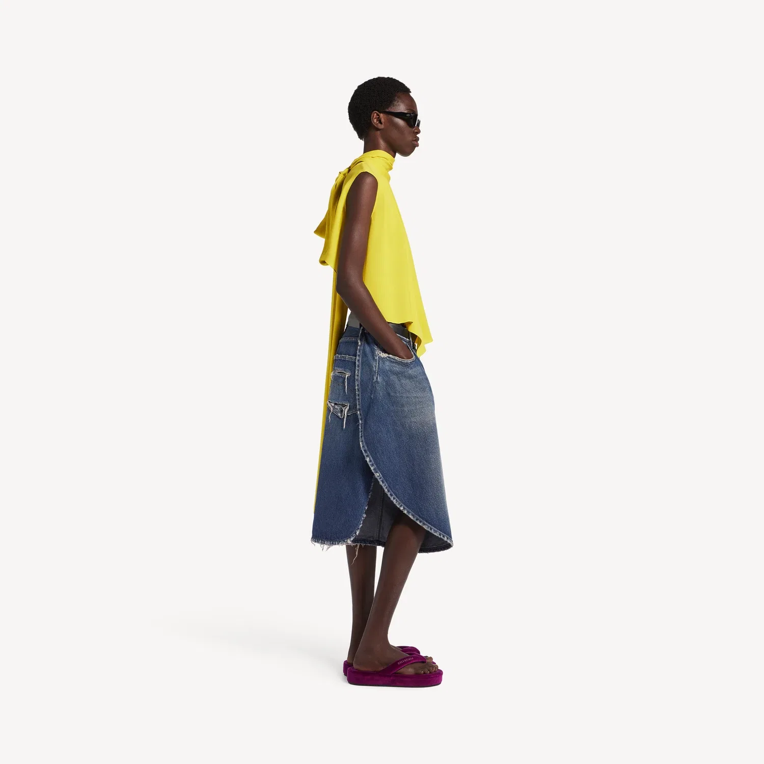 Женская короткая блузка желтого цвета BALENCIAGA, желтый — фото 3