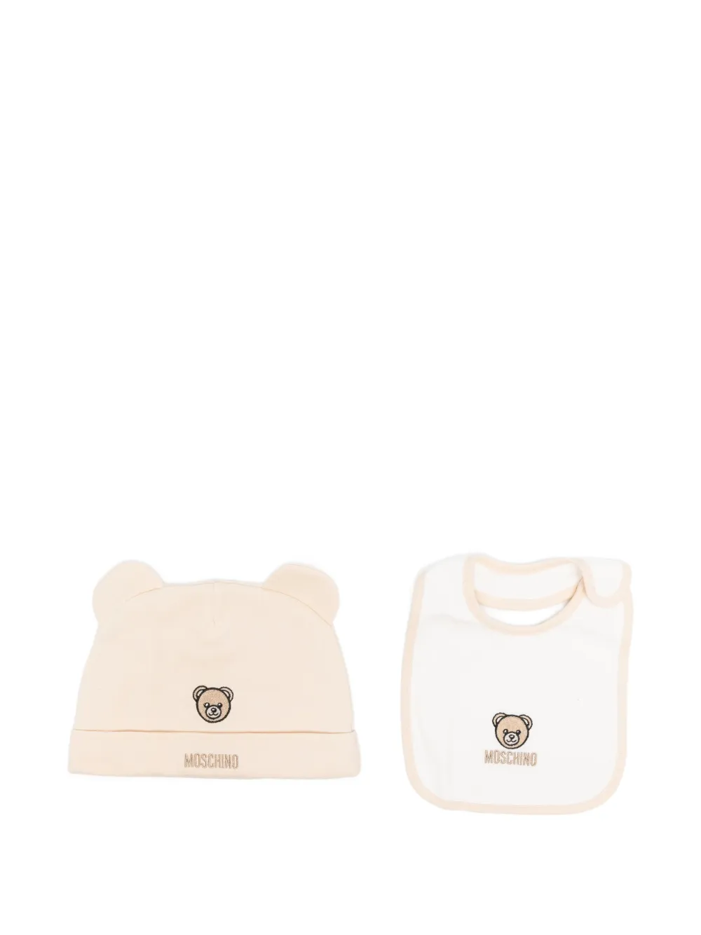 

Комплект из шапочки и нагрудника с вышивкой Тедди Moschino Kids, нейтральный