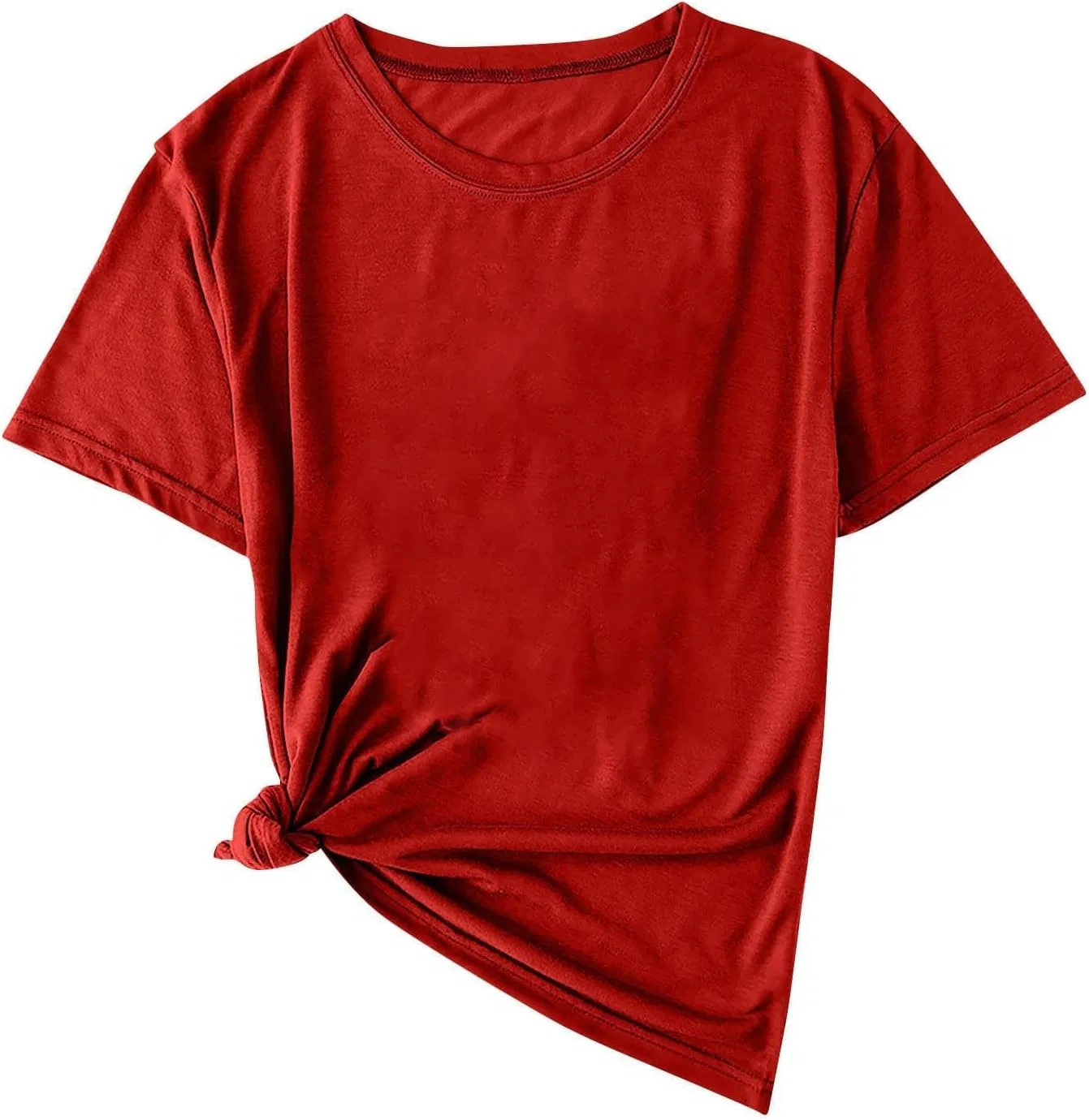 Футболка с коротким рукавом, повседневная, однотонная, Red