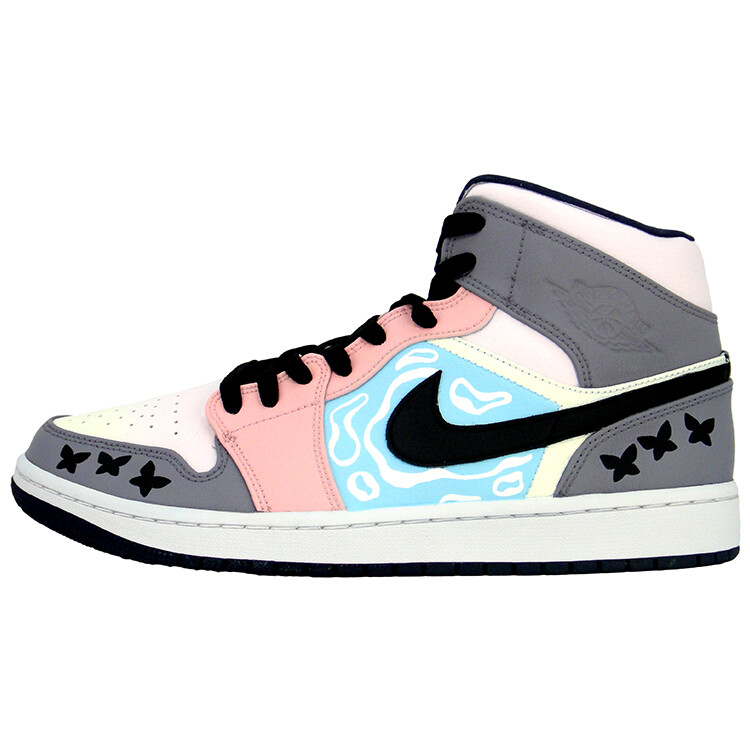 

Кроссовки Air Jordan 1 Vintage Basketball Shoes Men High-top Pink, синий
