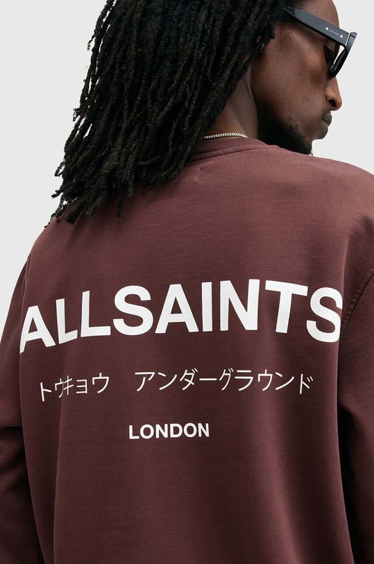 Хлопковая толстовка UNDERGROUND Allsaints, бордовый — фото 3