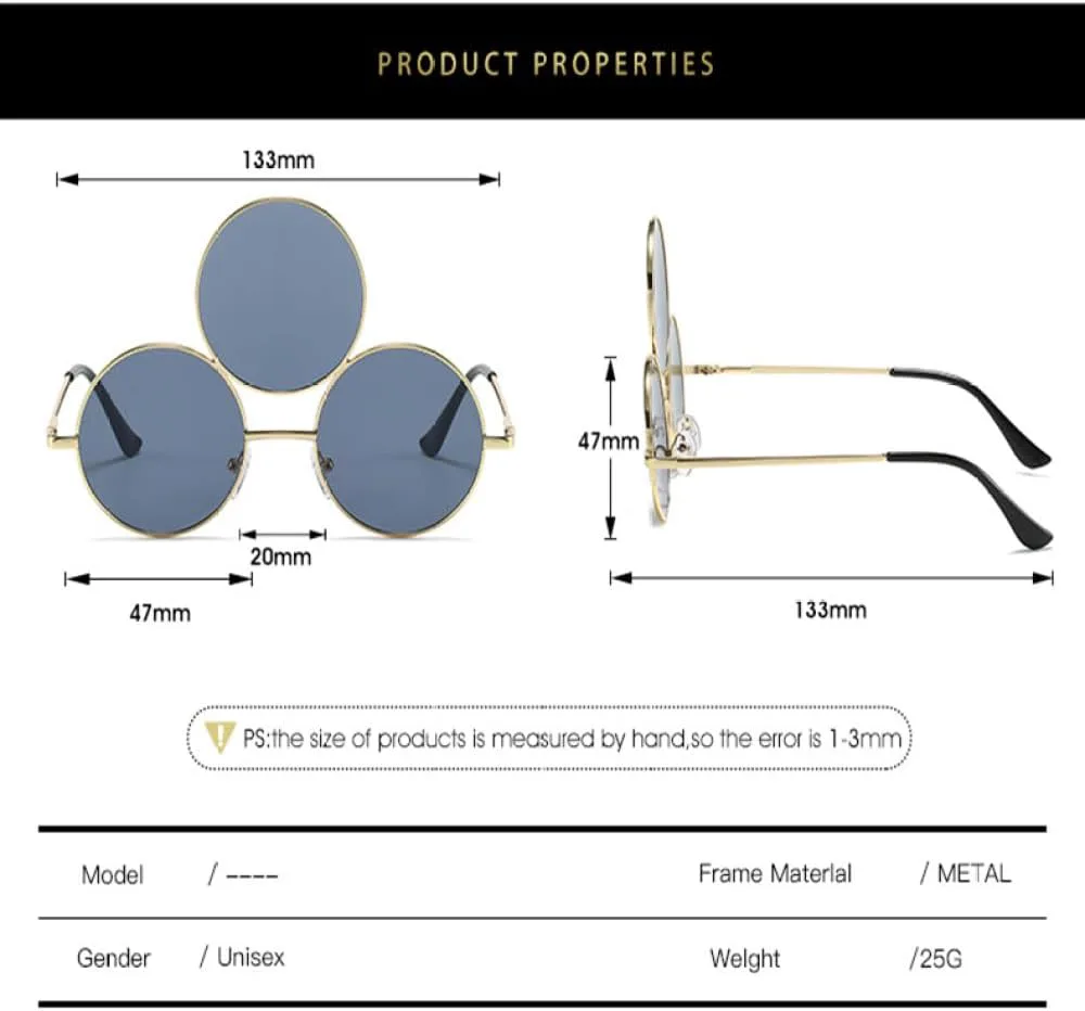 

Забавные солнцезащитные очки для женщин и мужчин, модные металлические круглые винтажные солнцезащитные очки с защитой от УФ-излучения UV400 TYUVIVO, One Size