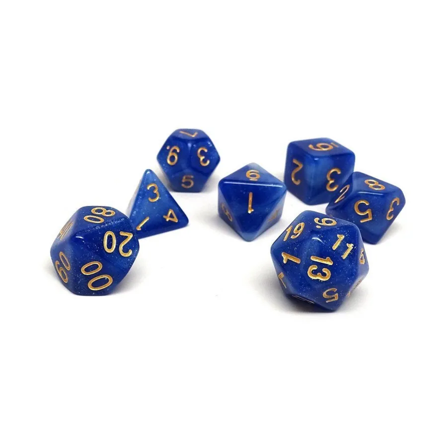 

Королевская синяя звездная пыль с золотом (7), Dice - 7 Piece Poly Sets - Galaxy/Stardust (Easy Roller Dice)