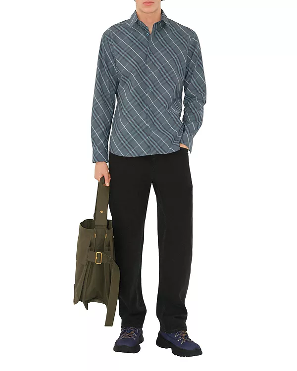 

Хлопковая рубашка с клетчатым рисунком Burberry, серый