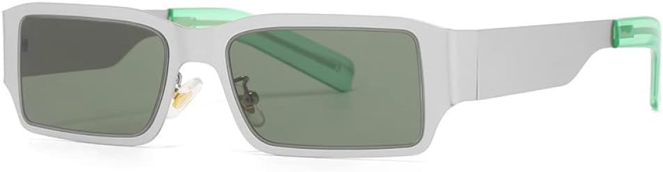 

Солнцезащитные очки в стиле ретро, ​​маленькие прямоугольные, из нержавеющей стали, женские, модные мужские солнцезащитные очки с защитой от УФ-излучения UV400 MTZJH, Silver Dark Green